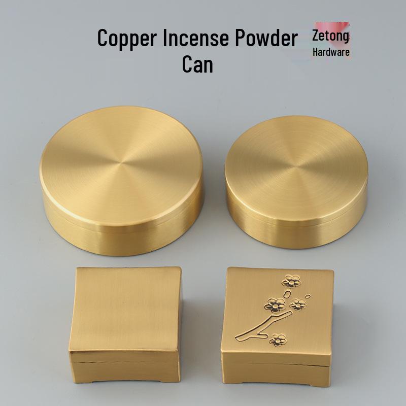 Mosazná čtvercová nádobka na vonný prášek: Mini měděná úložná krabička na kadidelové náčiní a inkoustové kazety