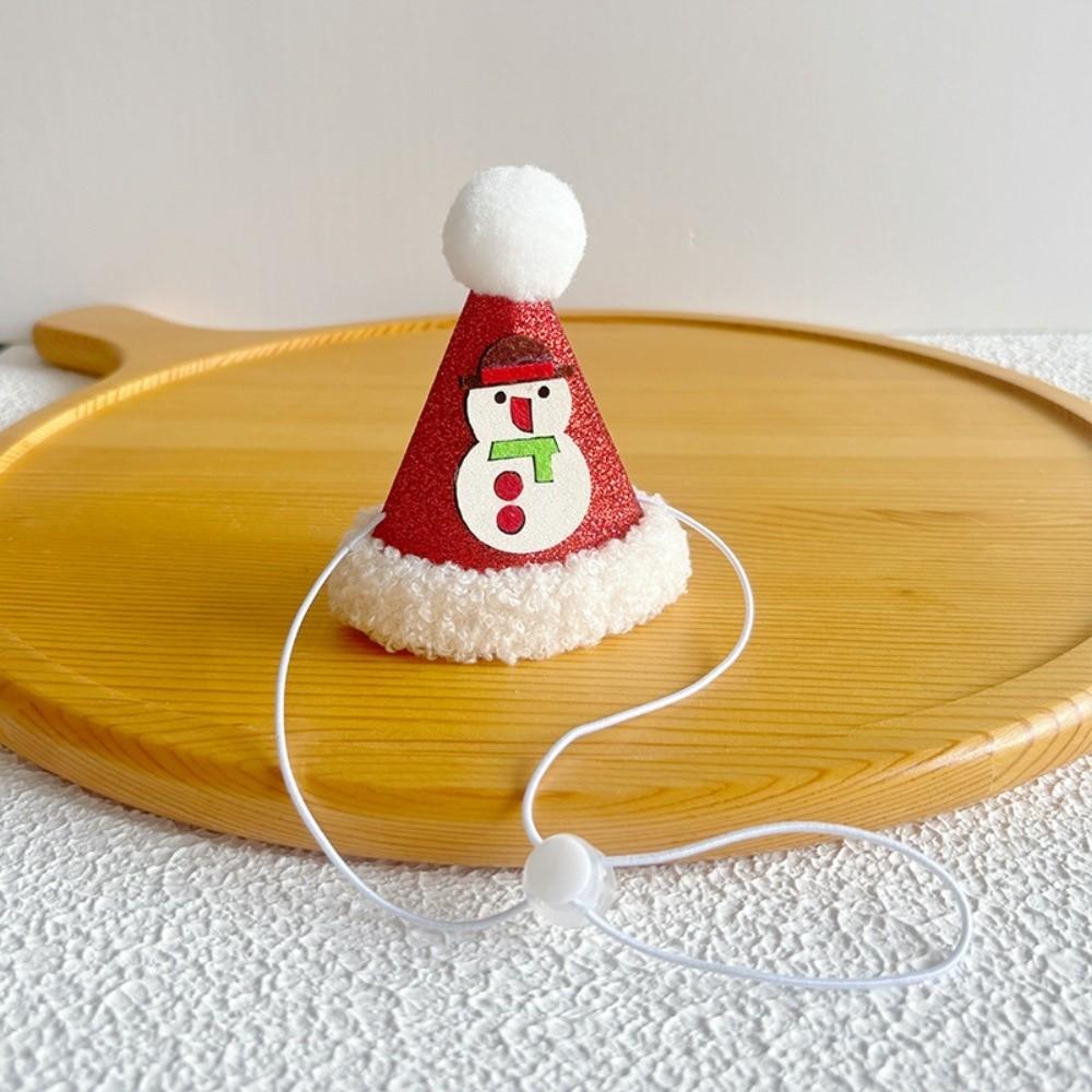 Knitted Yarn Christmas Pet Hat Soft Pompon Yarn Kitten Headwear Winter Gathering