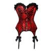 Red Embroidered Lace Corset With Garters European Court Bustier