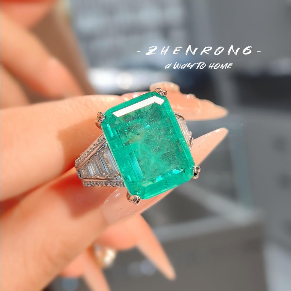 

Vintage Large Carat Moss Green Artificial Ring Minimalist Exaggerated Pigeon Blood Red Womens Index Finger Jewelry adjustable open band