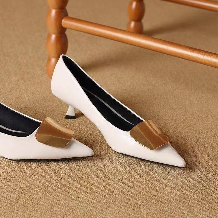 Spring and summer French pointed toe shallow mouth high heels niche design temperament celebrity stiletto single shoes