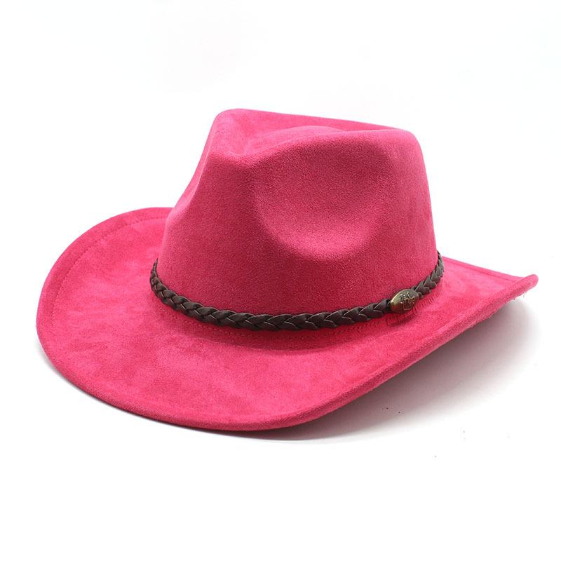 Western Cowboy Hat Suede Brown Jazz Top Hat Men And Women Ethnic Style Big Eaves Hat