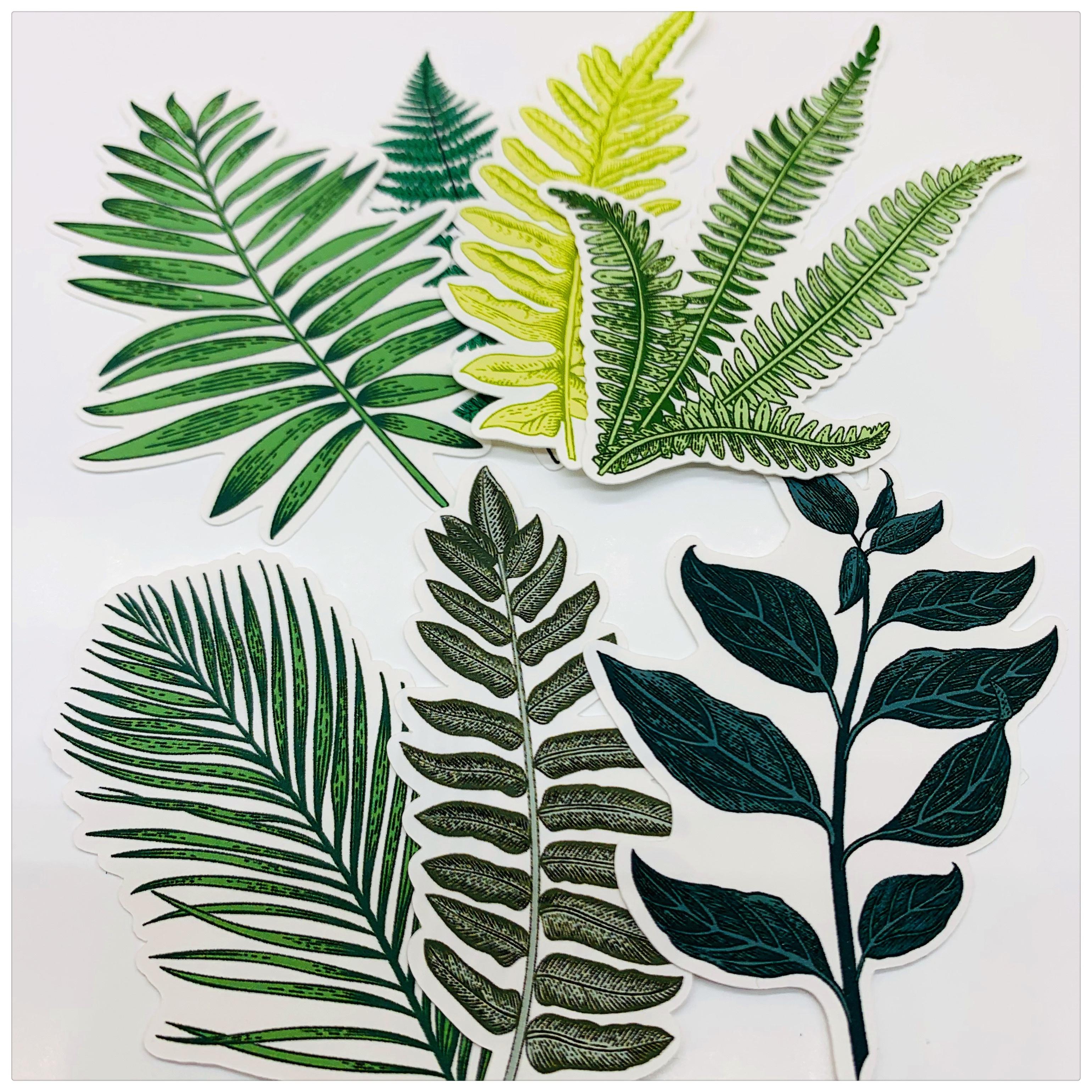 

Handbook Sticker Package Retro Fern Plants 31pcs Hand Book Sticker Photo Album Decoration светло-серый
