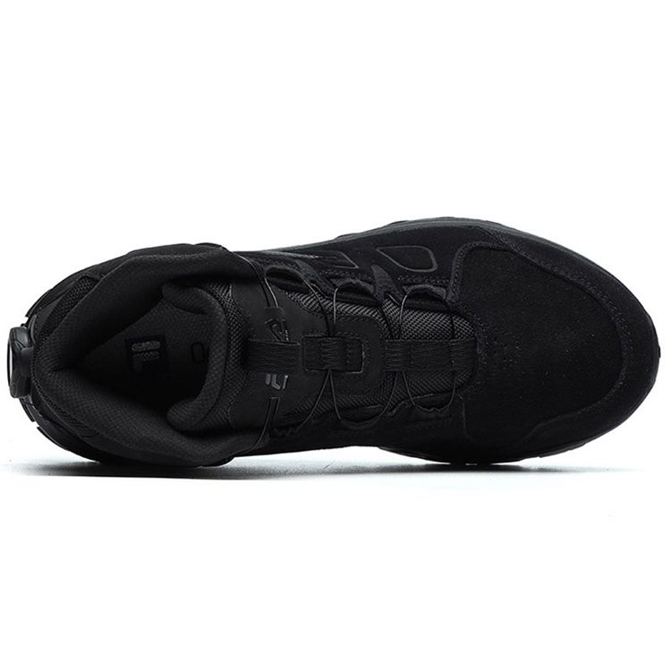 Fila Profesjonalne Outdoorowe Dwuwarstwowe Zamszowe Buty do Biegania za Kostkę Damskie Sneakersy Czarne A12W142210FBK