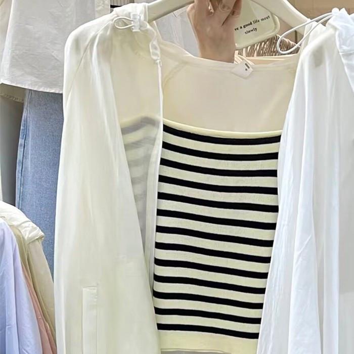 

Корейский летний женский кардиган с капюшоном и защитой от ультрафиолета L жёлтый