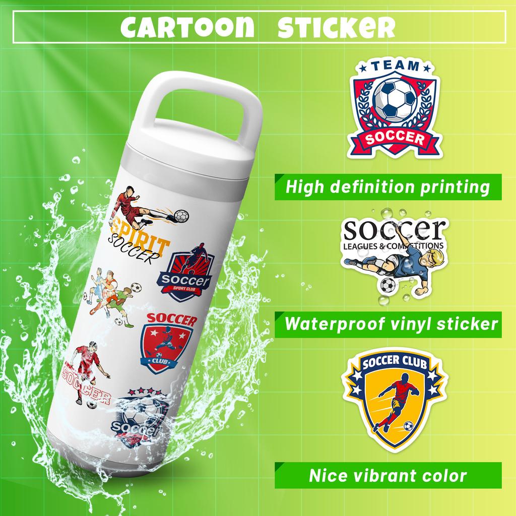 50PCS American Style Soccer Stickers, Kids Soccer Decals for Laptop, Water Bottle & Decoration