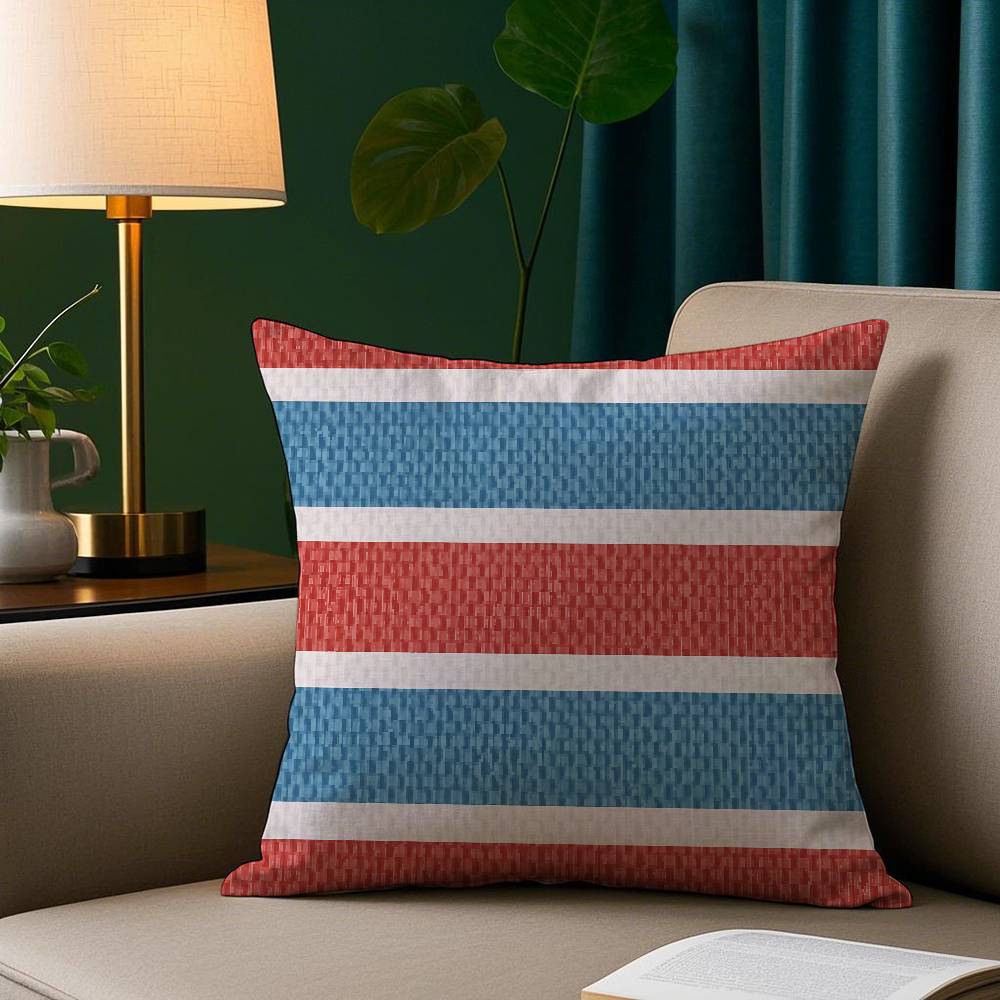 Fashion Blue Red White Pillow Case Plush Fabric Soft Pillowcase Double Sided Print Sofa Cushion Cover Throw