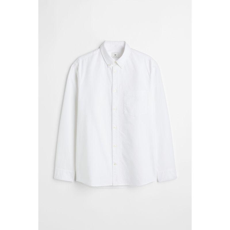 

HM Men s Shirt Autumn Fashion Cotton Long Sleeves Shirt Men Shirt Casual Wear Match Tops 1013956 White 180/124A