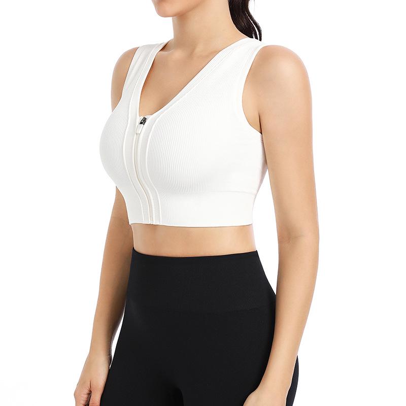 Women's Front Zipper Shockproof Sports Bra: Cross-Border Stylish Yoga Vest for Running & Fitness