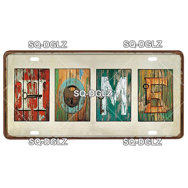 [SQ-DGLZ] Text Hope Love Home License Plate Tin Sign Store Bar Wall Decoration Metal Sign Home Decor Painting Plaques Art Poster