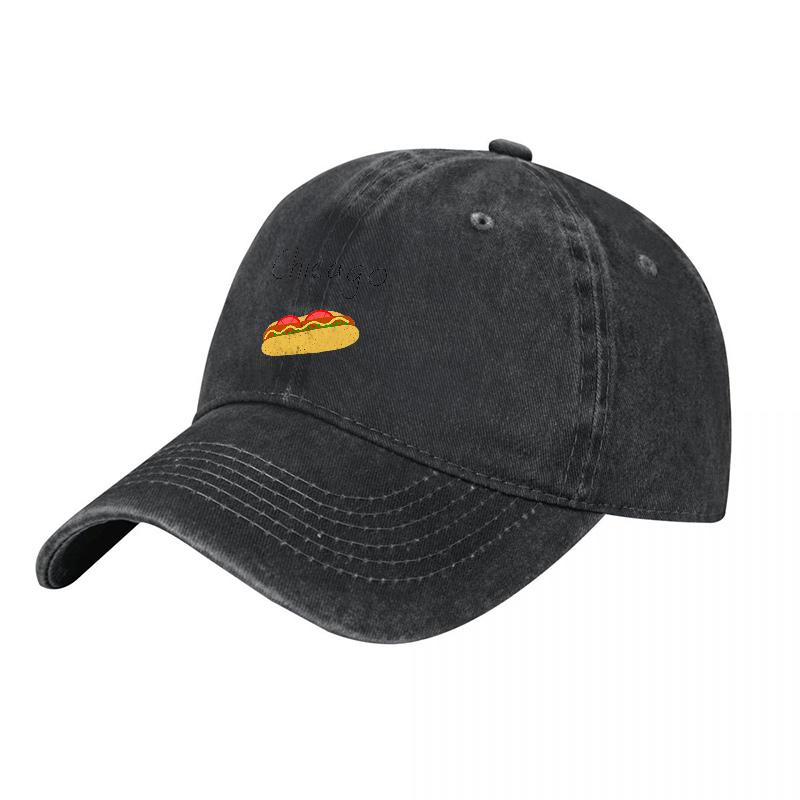 Bawełniana czapka z daszkiem z haftem Hot Dog, prana, klasyczna czarna, regulowana, styl "Dad Hat", casualowa, streetwear, unisex