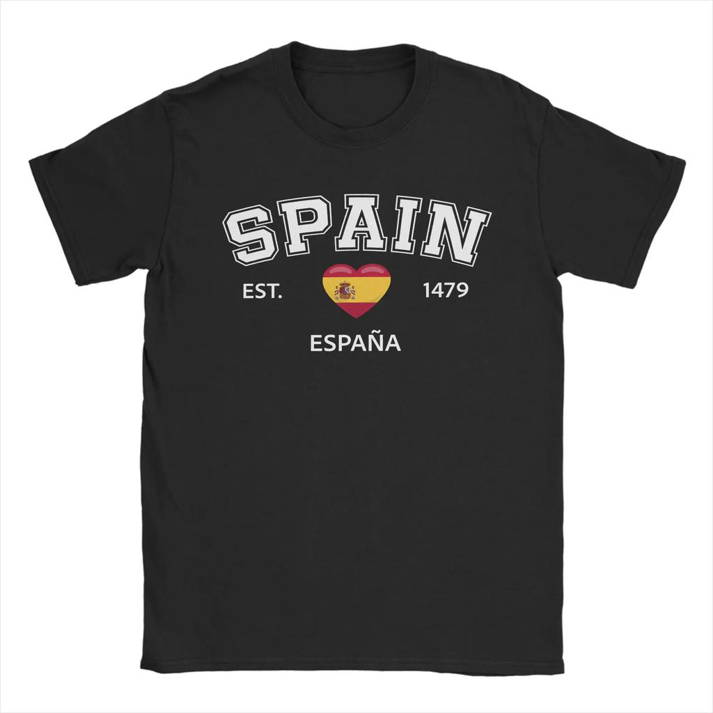 Spain Heart T-Shirt Beach Pure Cotton T-Shirts For Adult Hippie Loose Tshirt Short-Sleeve Awesome Top Tees