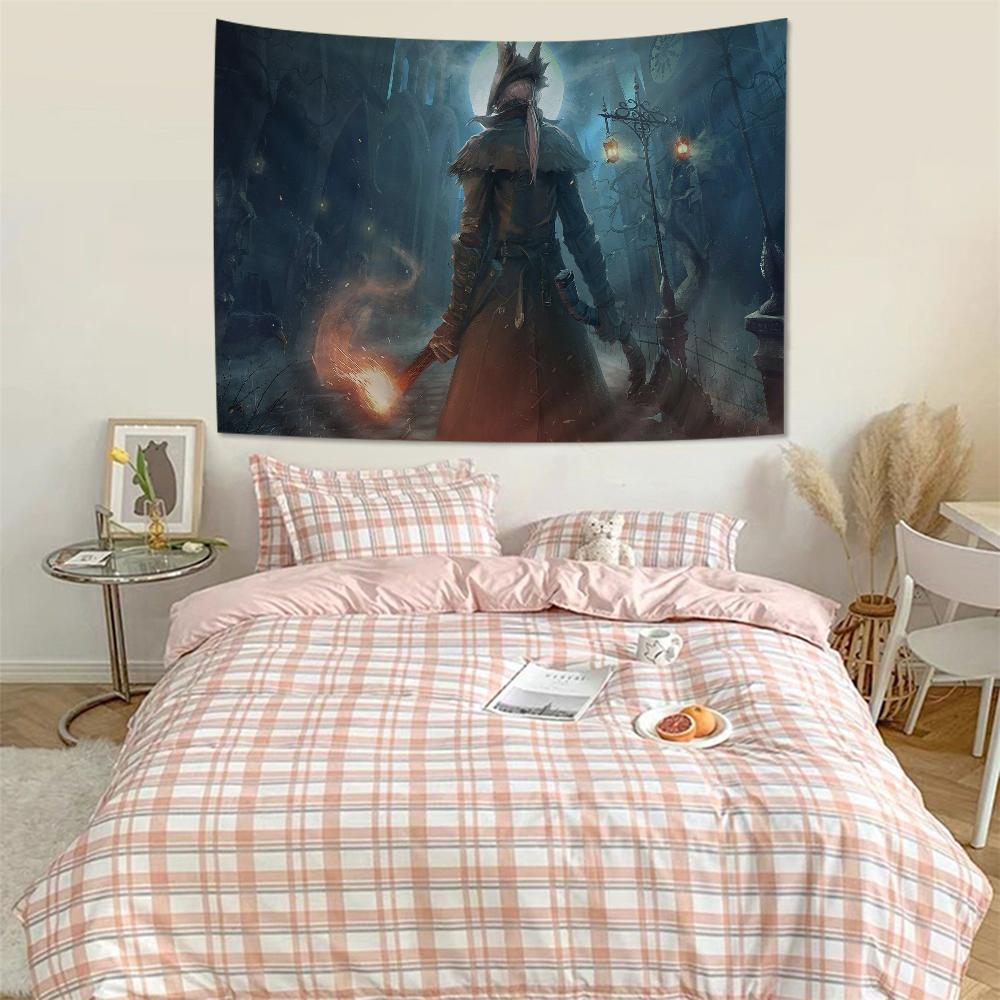 Game Bloodborne Cartoon Tapestry Art Science Fiction Room Home Decor Wall Hanging Sheets