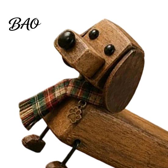 Small Dog Sculpture Plaid Scarf Dachshund Figurine, Retro Statue with Paw Puppy Collectible Toy Print Charm, Handcrafted Mini Desktop Decoration