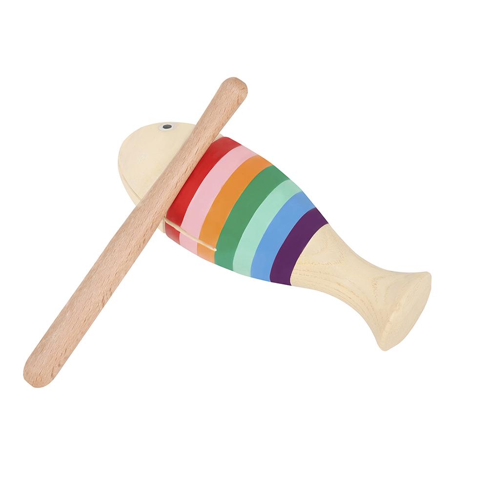 M MBAT Orff Wooden Fish Rainbow Fish Clapper Children's Educational Musical Toys Percussion Instruments And Accessories