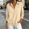Women's Casual V Neck Pullover Sweatshirt Long Sleeve Button Front Top Relaxed Fit Lightweight Fabric Suitable for Everyday Wear