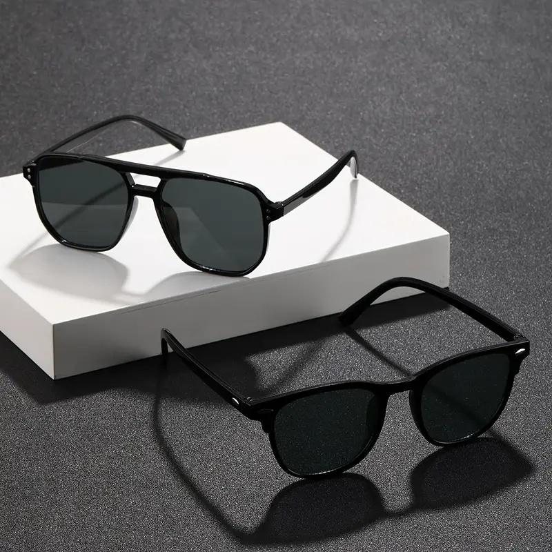 2pcs European and American retro style women's fashionable sunglasses trend versatile summer sun shading and UV protection light