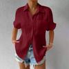 Summer Casual Solid Color Shirts Women Fashion Turn-down Collar Short Sleeves Pockets Buttons Cardigans Commute Slimming Blouses