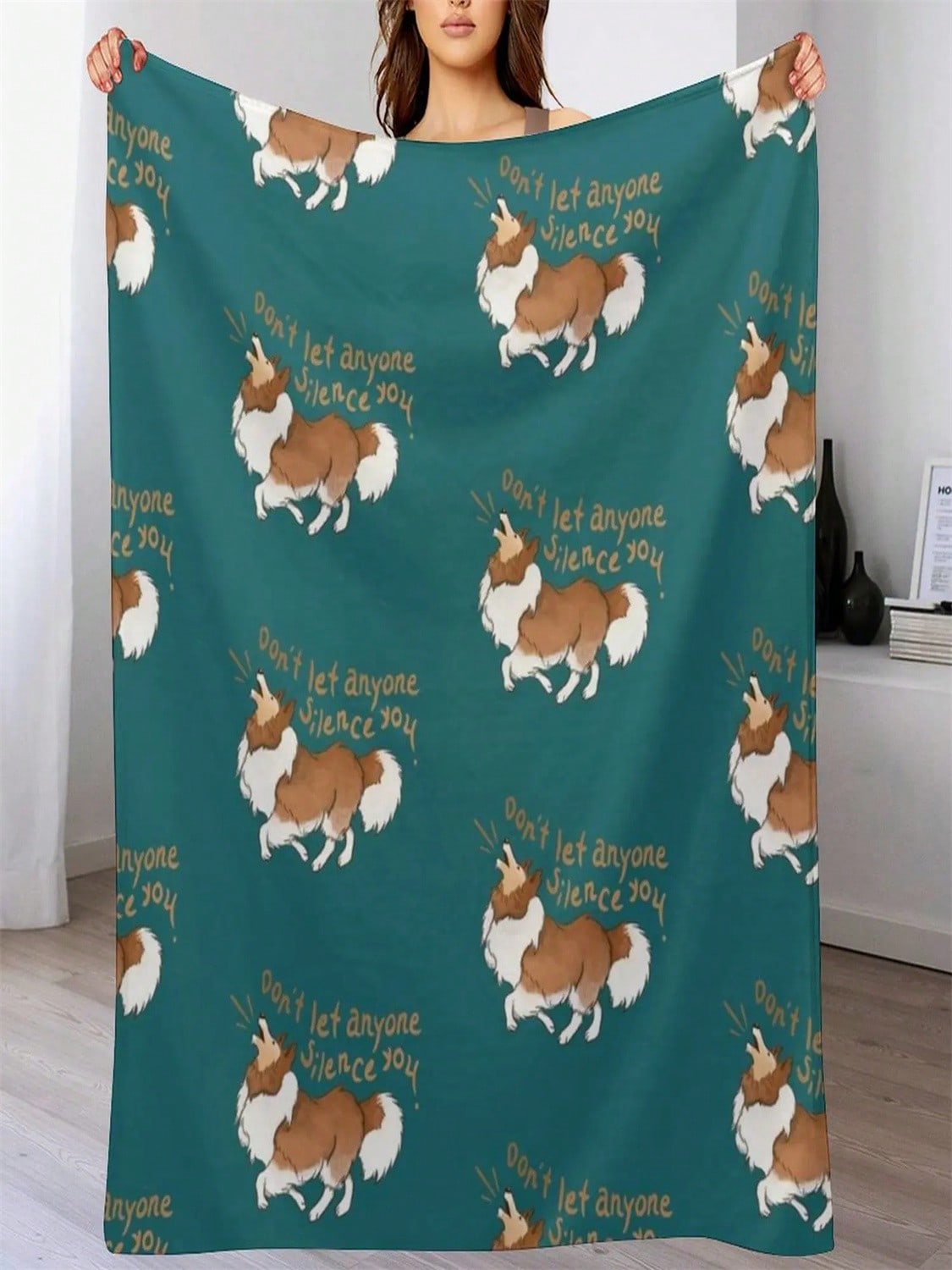 

Лающая шелти ( Шетландская овчарка ) Не позволяйте никому заставить вас замолчать. Теплый зимний плед. Мягкие кровати. Пледы из полярного ворса. 75X95CM серый