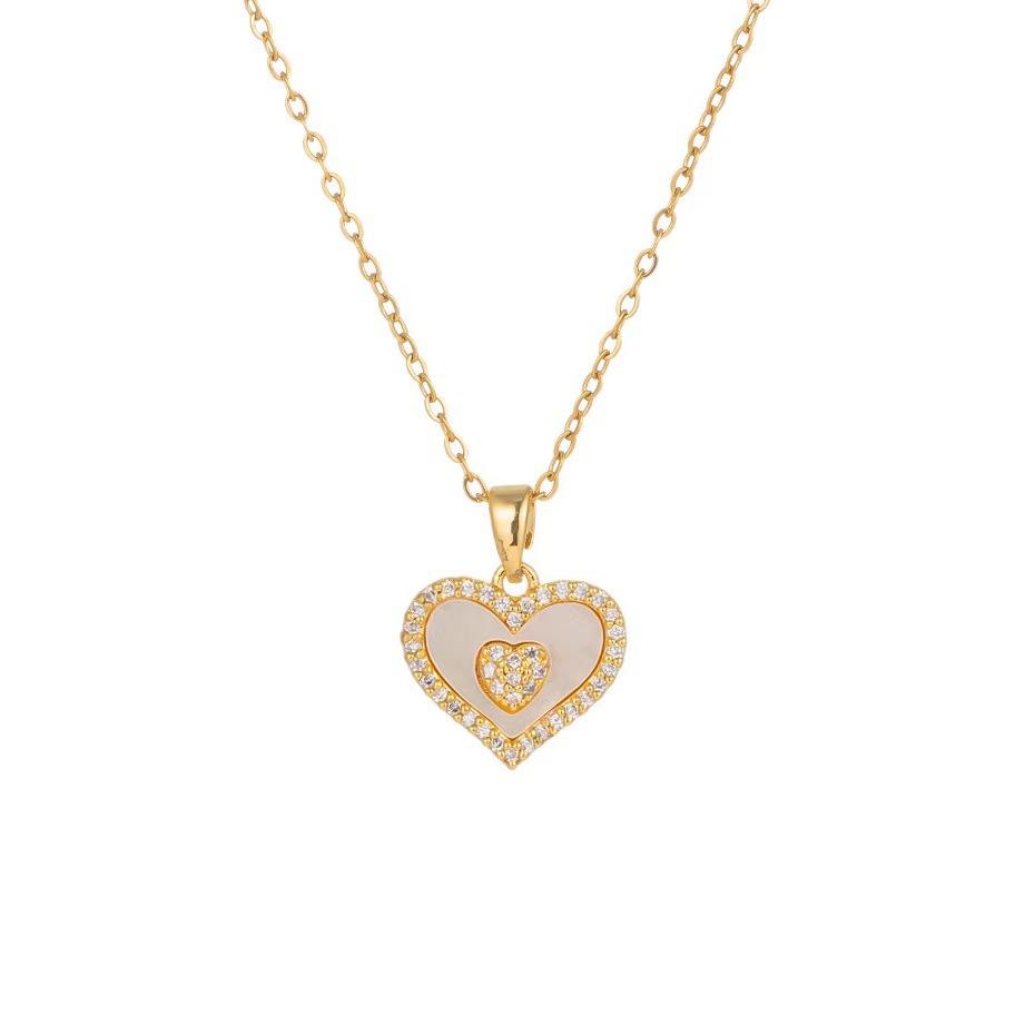 Love Necklace Women'S Light Luxury Simple Copper Micro-Inlaid Zircon Pendant Exquisite Collarbone Chain