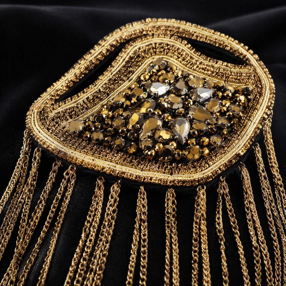 Beaded Decoration Shoulder Brooch Pin Metal Punk Style Shoulder Badge Clothing Accessories