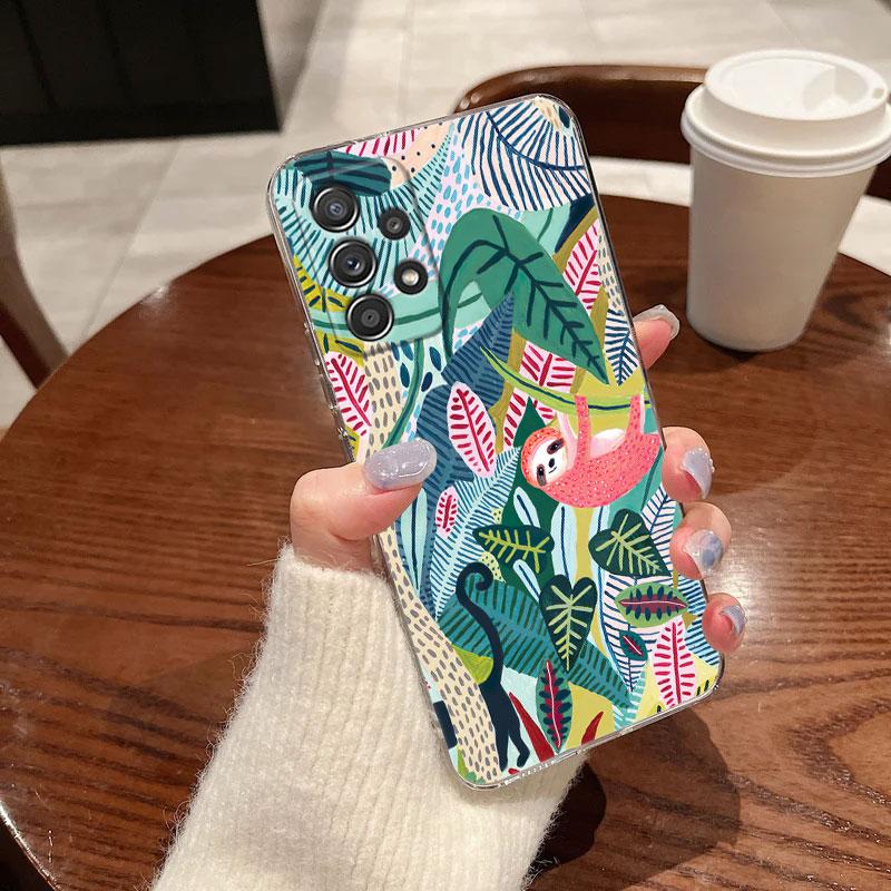 Jungle Art Snake Cats Sloth Phone Case For Samsung Galaxy A56 A57 A37 A55 A54 A36 A35 A26 A25 A16 A17 A07 A52 A34 A73 A21s Cover