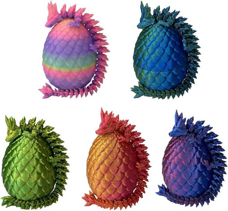 

Набор из 5 3D-печатных пасхальных драконов, наполнение пасхальной корзины, таинственные яйца, хрустальная игрушка-дракон, сюрприз-игрушки в виде животных, напечатанные на 3D-принтере One Size