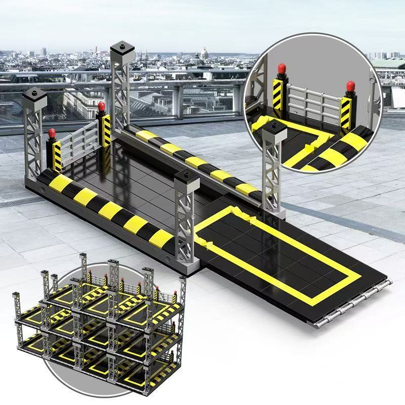 City Speed Sports Cars Garage Building Blocks MOCSupercar Racing Garage Display Stand Building Blocks Bricks Model Toys For Kids