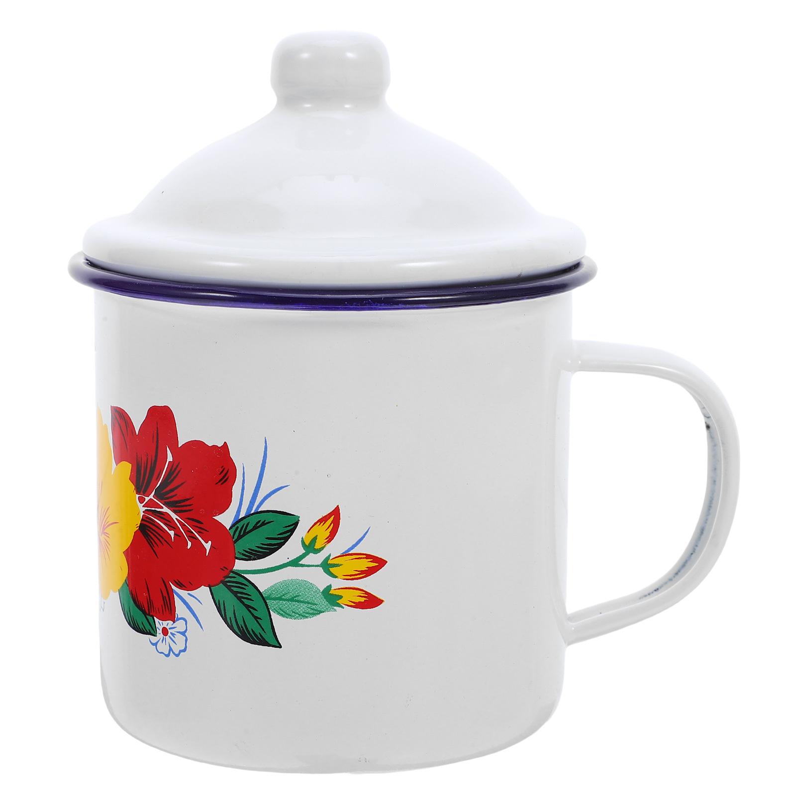 Enamel Coffee Mug 501-600Ml Portable Camping Mug Retro Blue Rim Lightweight Drinking Cup For Tea Milk Beer Outdoor other