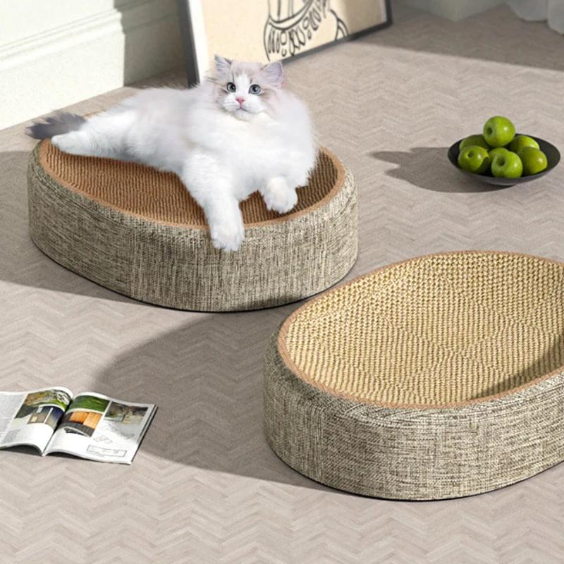 Oval Shaped Scratch Pad For Cats Sisal Scratching Cat Bed Multipurpose Pet Sleeping Mat Wear-Resistant Cat Scratch Bed Nest