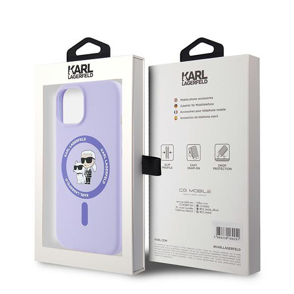 Karl Lagerfeld Klhmp15Sscmkcrhu Iphone15 6.1 Fioletowy/Purple Hardcase Silicone Karl&Choupette Heads Ring Magsafe