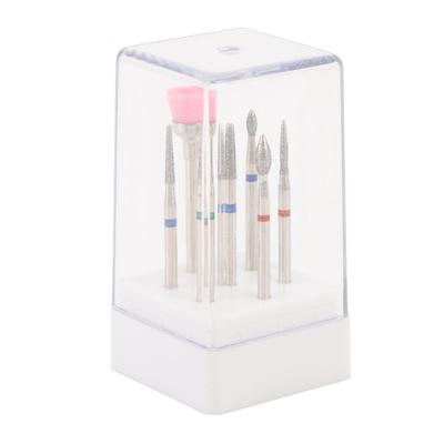 7pcs Tungsten Carbide Nail Bits Manicure Grinding Nail Drill Bits Set with Cleaning Brush Bit Transp
