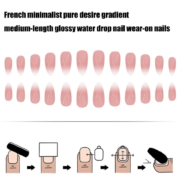 1 Conjunto de Unhas Postiças Omber com Cola para Unhas Dicas Francesas Unha Falsa Acrílico Unha Artificial Degradê Unha Falsa para Mulheres