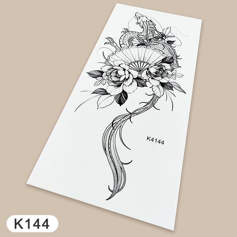 Temporary Tattoos Sketch Line Black Snake Dragon Rose Flowers Fake Tattoo Stickers Arm Sleeve Thigh Sexy Women Body Art Girls