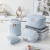 Women's Plush Make Up Bags Plaid Zipper Cosmetic Bag Case Portable Cosmetic Organizer Storage Pouch