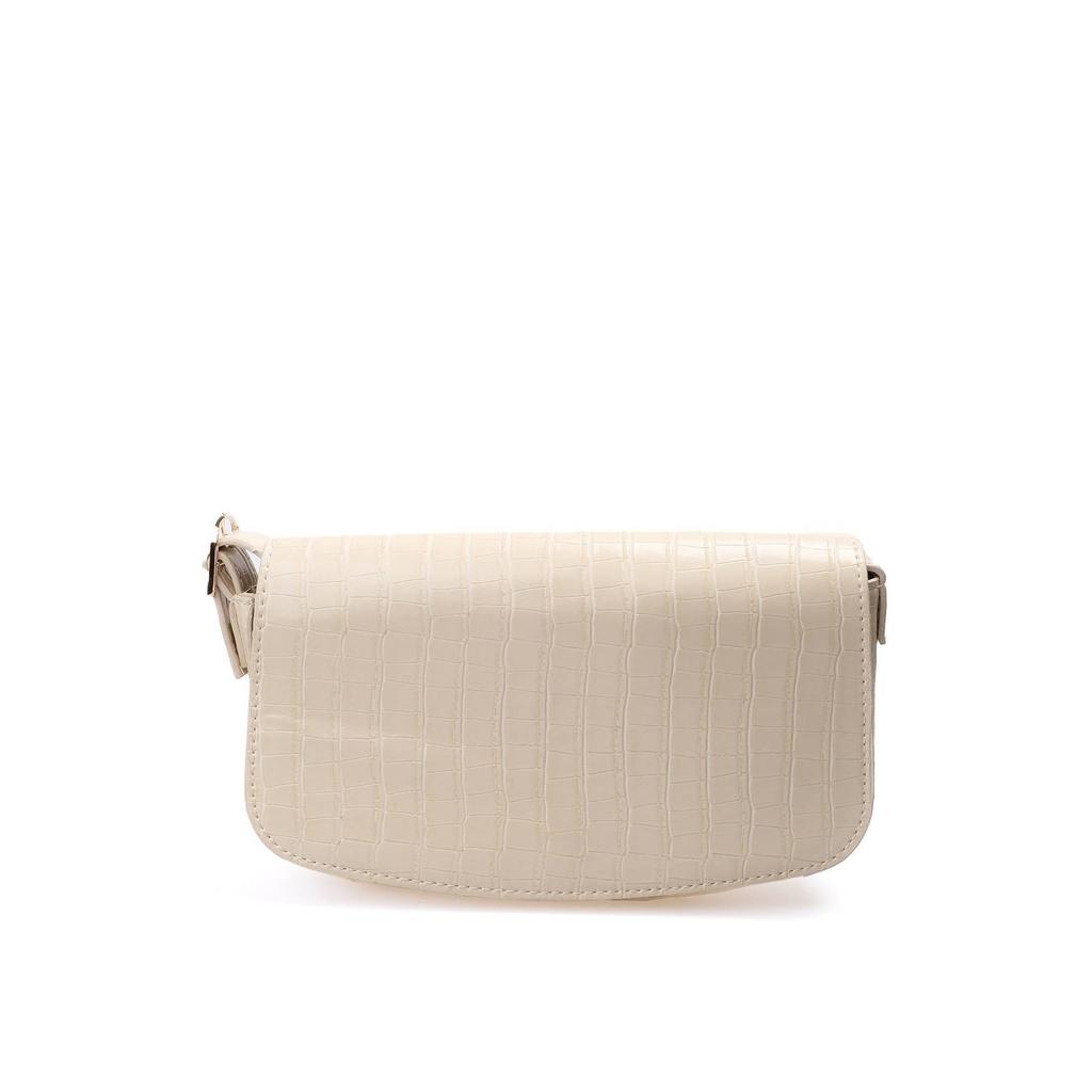 Stilvolle Damen-Schultertasche mit Krokodilmuster in Hellbraun