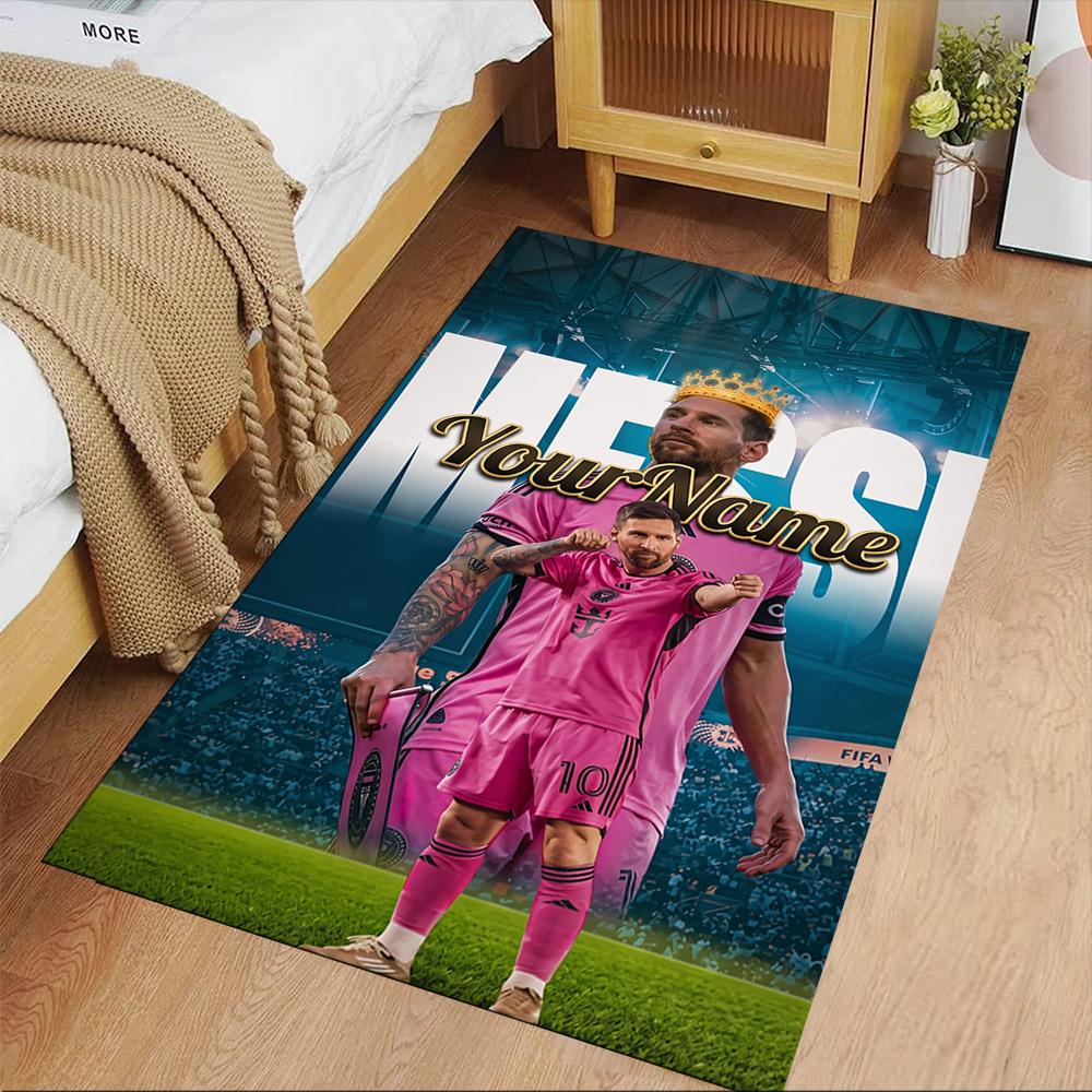Messi Customize Text Area Rug Suitable for Decorate Room Bedrooms Foyer Hallway Antislip Carpet Anime Office Decor Perfect Gift for Friends & Family