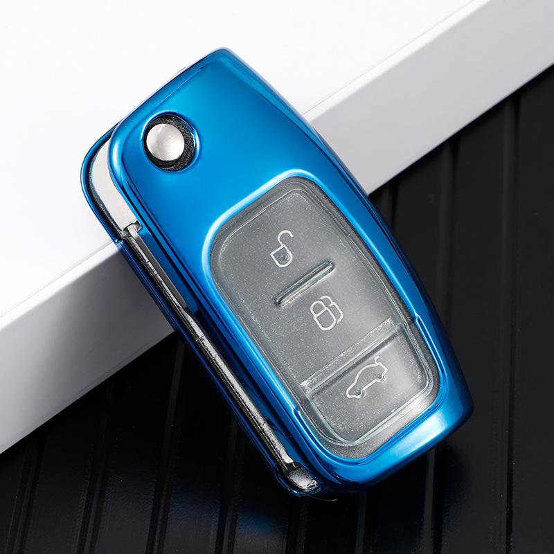 Weiche TPU-Autoschlüsselabdeckung für Ford Fiesta Focus 2 Ecosport Kuga Escape Falcon B-Max C-Max Eco Sport Galaxy Shell Fob Holder Protector