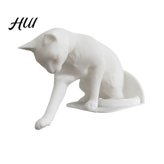 Industrial Style Bookshelf Accessory Cat Bookend Stand Matte Black Paw Design Stable Non-Slip Book PLA Material Decorative Desktop Organizer
