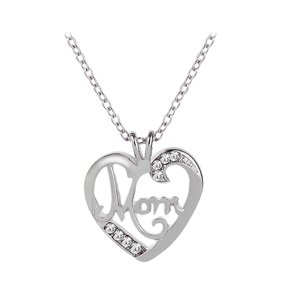 Heart Shaped Crystal Pendant Necklace Jewelry Mother's Day Gift For Mom
