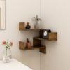 Wall Mounted Corner Shelf Smoked Oak Finish 40 X 40 X 50 Cm Engineered Wood