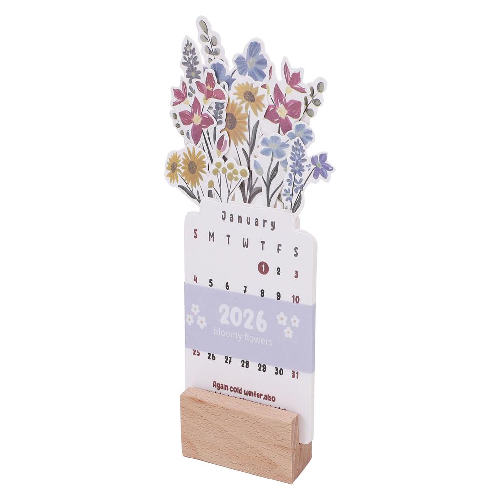 Flowers Desk Calendar 2026 Small Standing Decorative Floral School Desktop Accessories