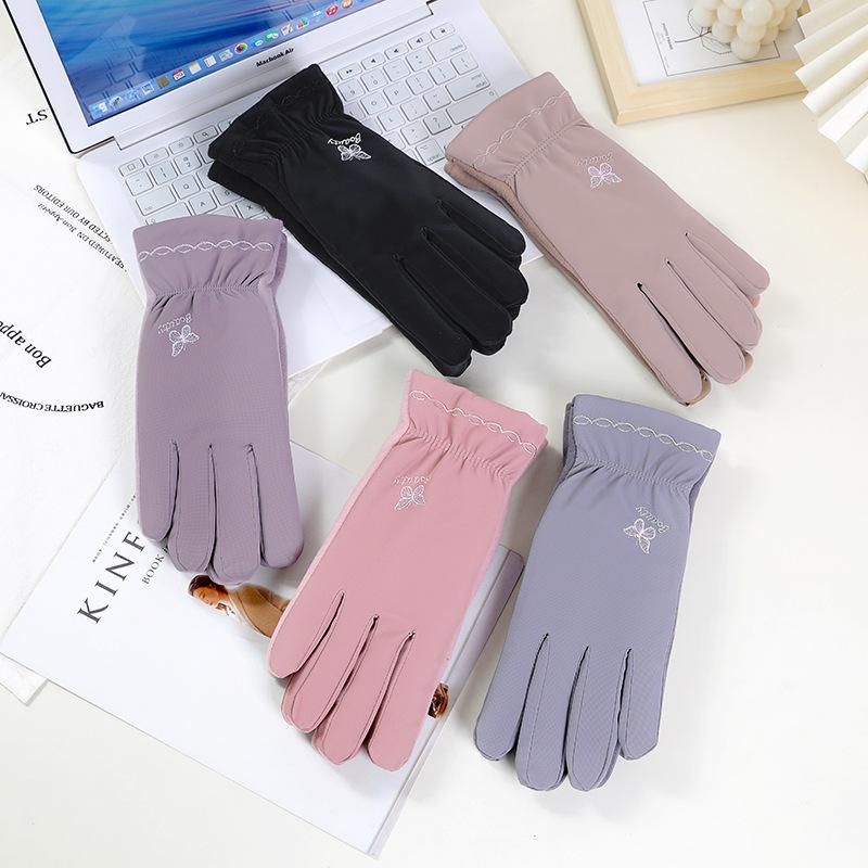 Gloves women s winter 2025 new sweet velvet thickened warm hairy mouth cycling outdoor cold and waterproof gloves average size