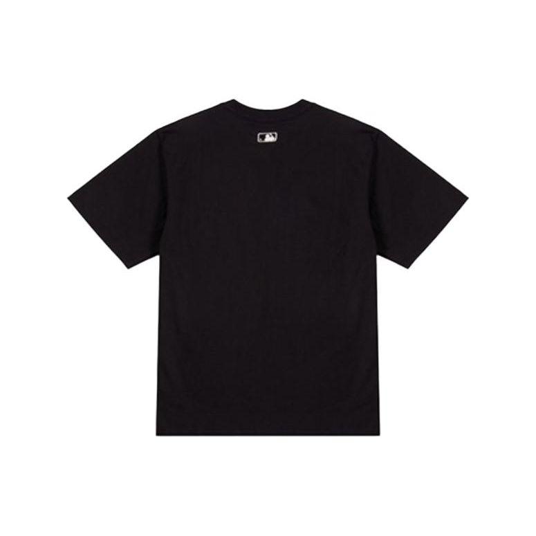 MLB New York Yankees Logo Embroidered Print Round Neck Pullover Short Sleeve T-Shirt Unisex T-Shirt Black 3ATSB0233-50BKS