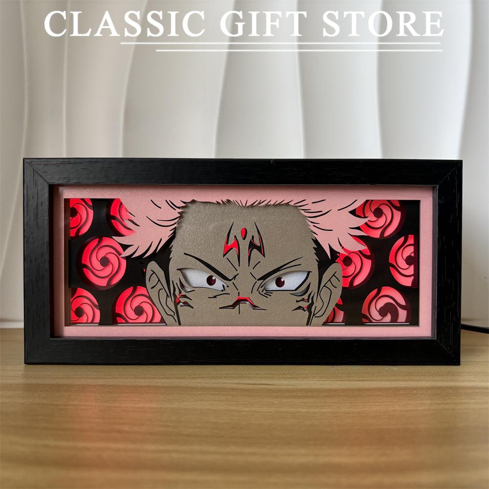 Black Photo Frame Kaneki Ken Cartoon Paper Carving 3D Anime Lamp LED Light Box Action Figure Room Decoration Lamp Christmas Gift