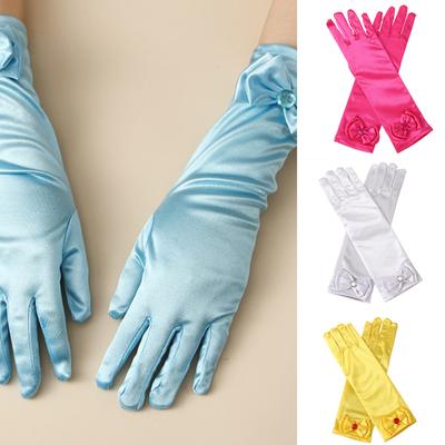 Trendy Breathable Children Gloves Featuring Double Bowknot for Dance Competitions and Outdoor Activities Long Gloves