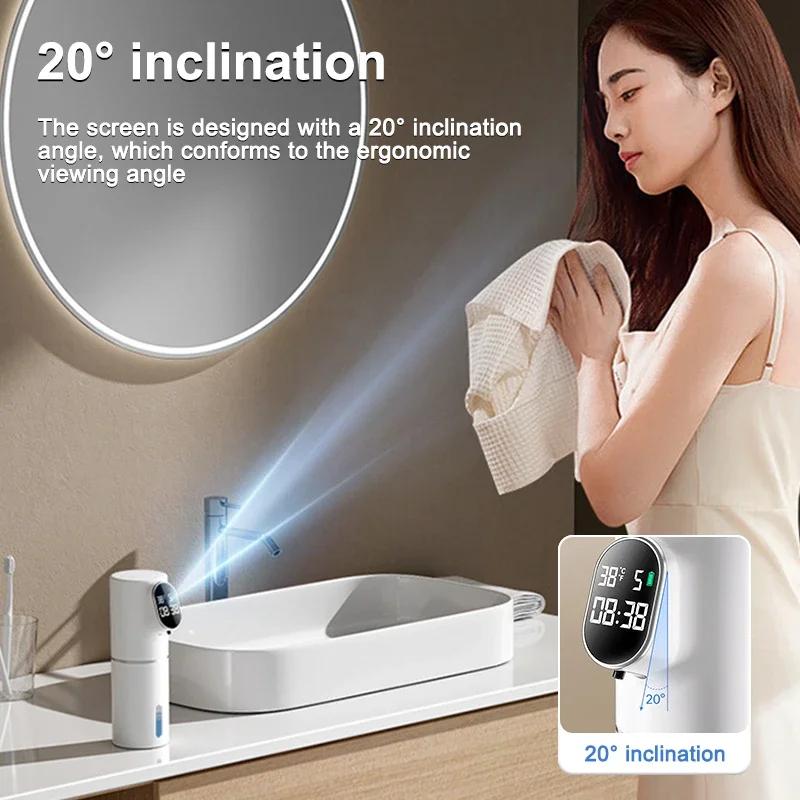 5 geared non-contact foam soap dispenser 320 ml intelligent temperature and time display automatic infrared sensor soap dispense