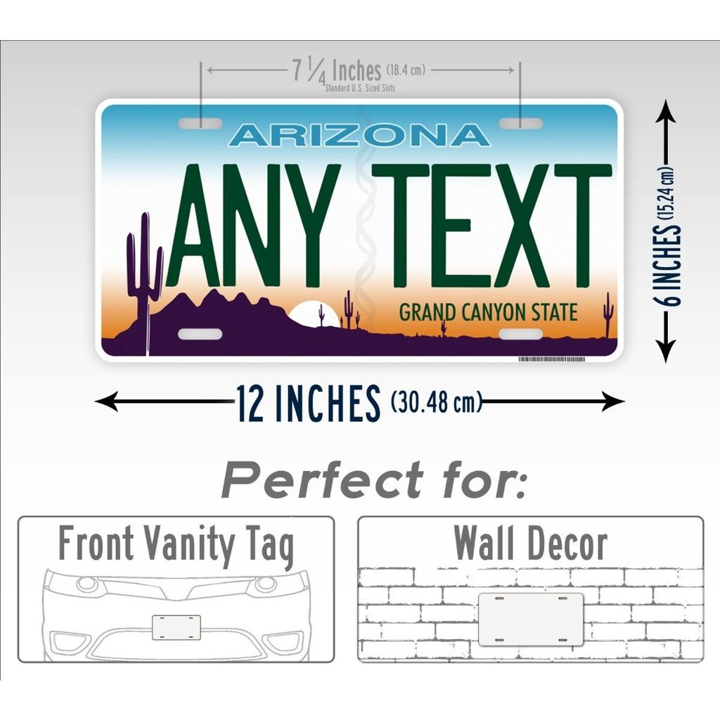 1pc Custom Arizona License Plate Metal Tin Sign Personalized Text Car Garage Wall Decoration