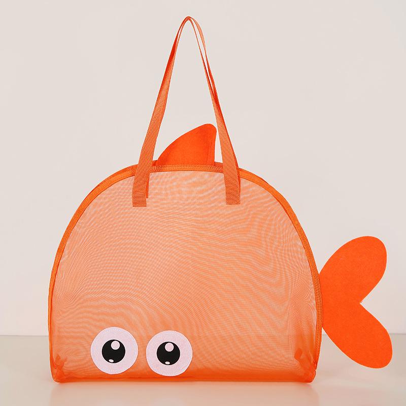 Children's Large Capacity Beach Toy Mesh Bag with Cartoon Design