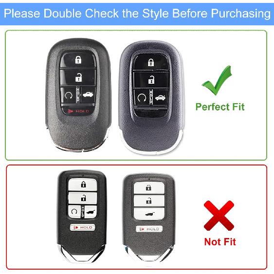 TPU Key Fob Cover with Leather Keychain, Compatible with Honda Accord Civic HR-V CR-V Pilot Sport SI EX EX-L Touring   2024 2025 2026, 4/5 Button,